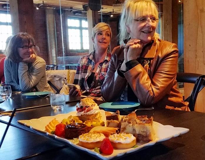 TMAC AB &amp; NWT members Deb Cummings, Lisa Monforton and Carol Patterson show restraint  before devouring decadent desserts from Sidewalk Citizen Bakery (Photo Credit: Debra Smith)